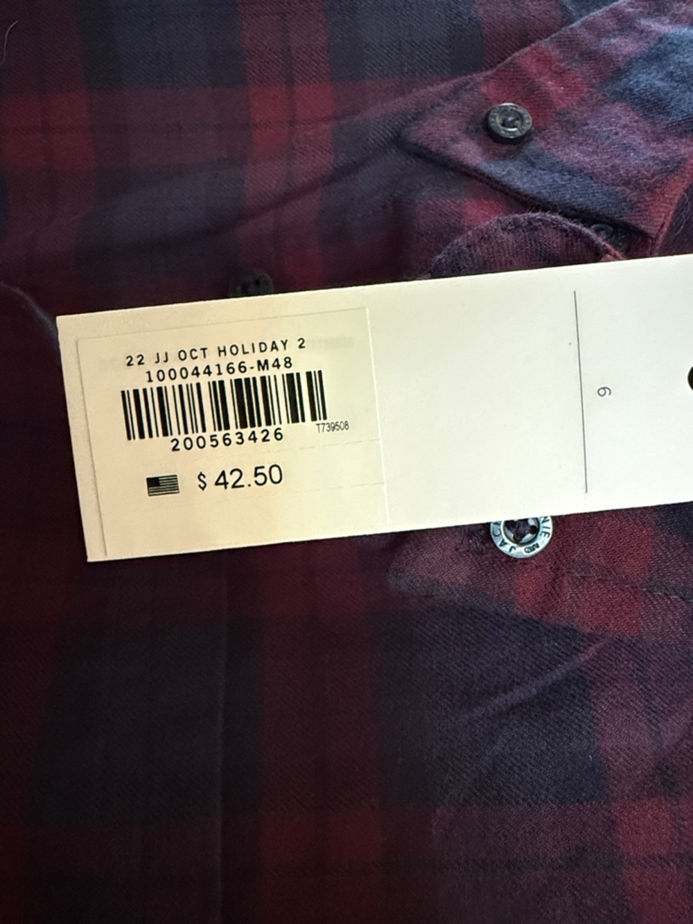 Janie and Jack Boys' Navy & Burgundy Plaid Button-Down Shirt, Size 6 - Picture 2 of 4